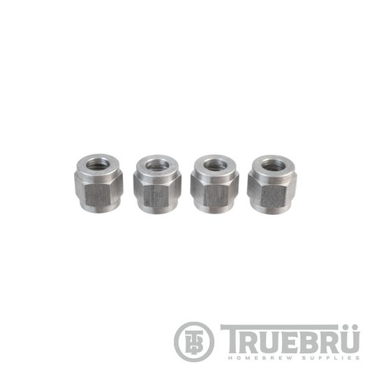 Komos - Flare Fitting - Stainless 1/4 in. Swivel Nut for 1/4 in. Barb - Pack of 4